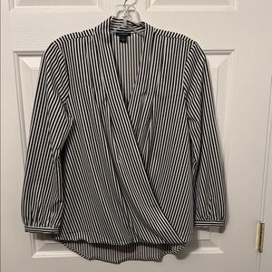 Ann Taylor Factory Black and White Striped Blouse